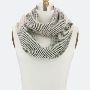 Striped Black, Green, Cream Infinity Scarf